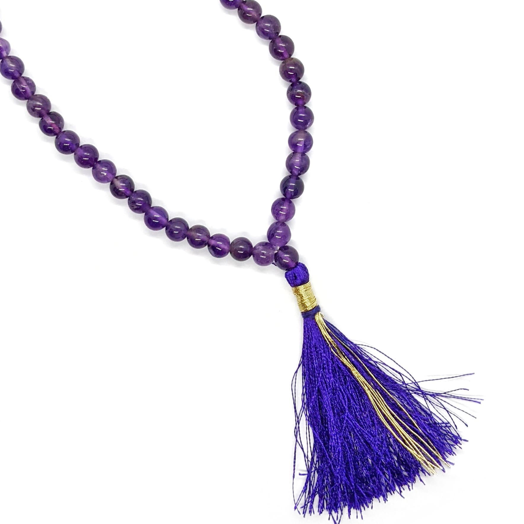 Collier mala tibétain améthyste perles 6mm