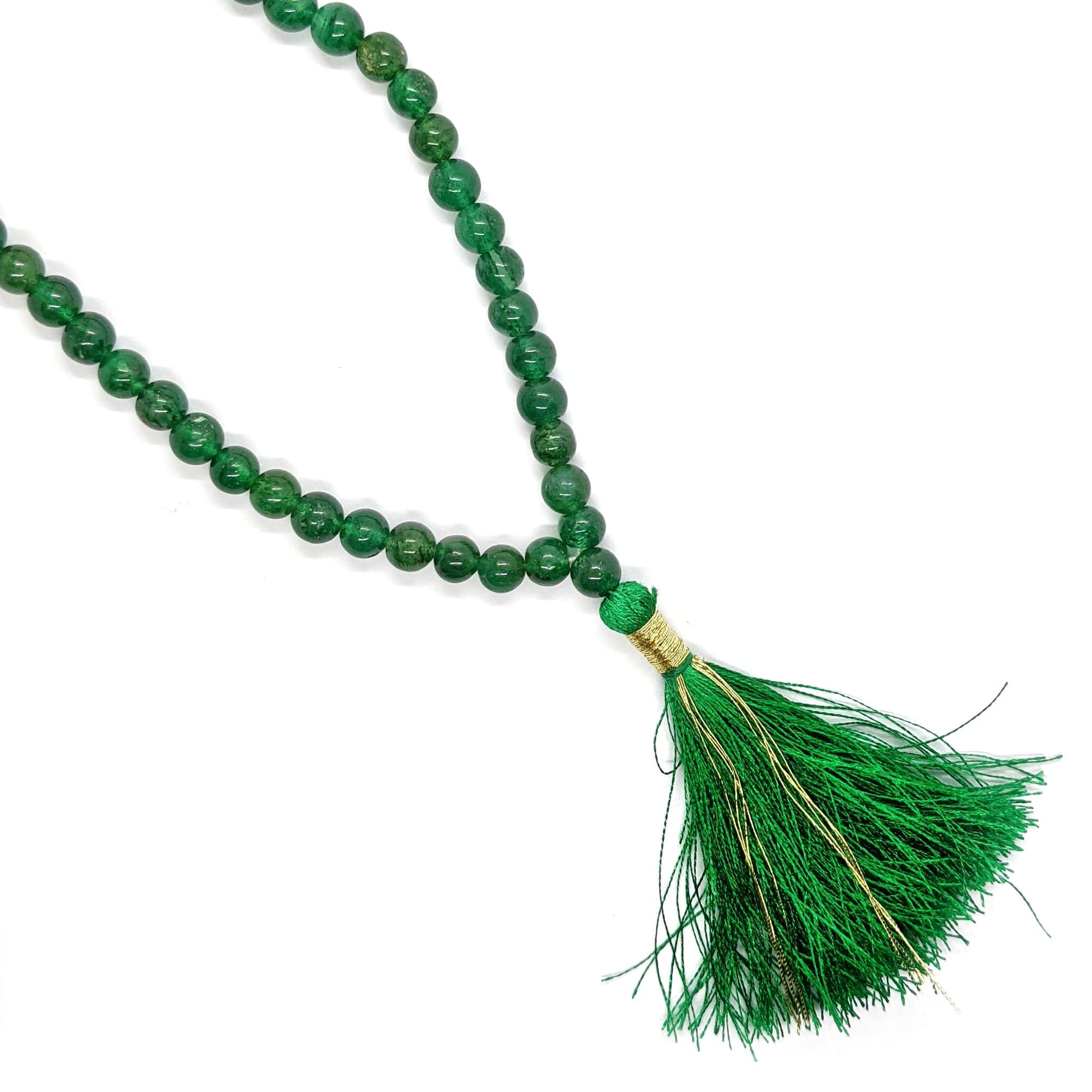 Collier mala tibétain aventurine verte perles 6mm