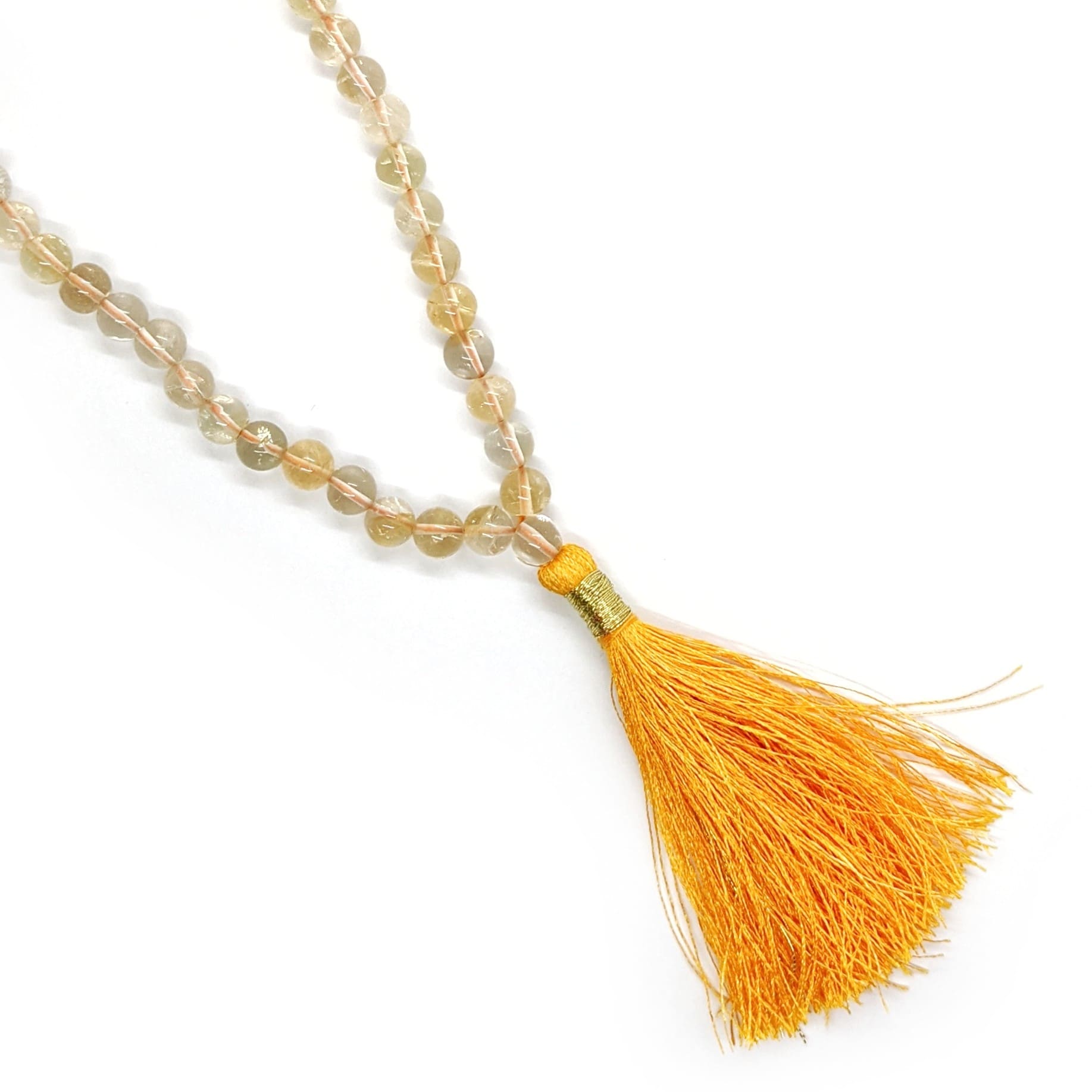 Collier mala tibétain citrine perles 6mm