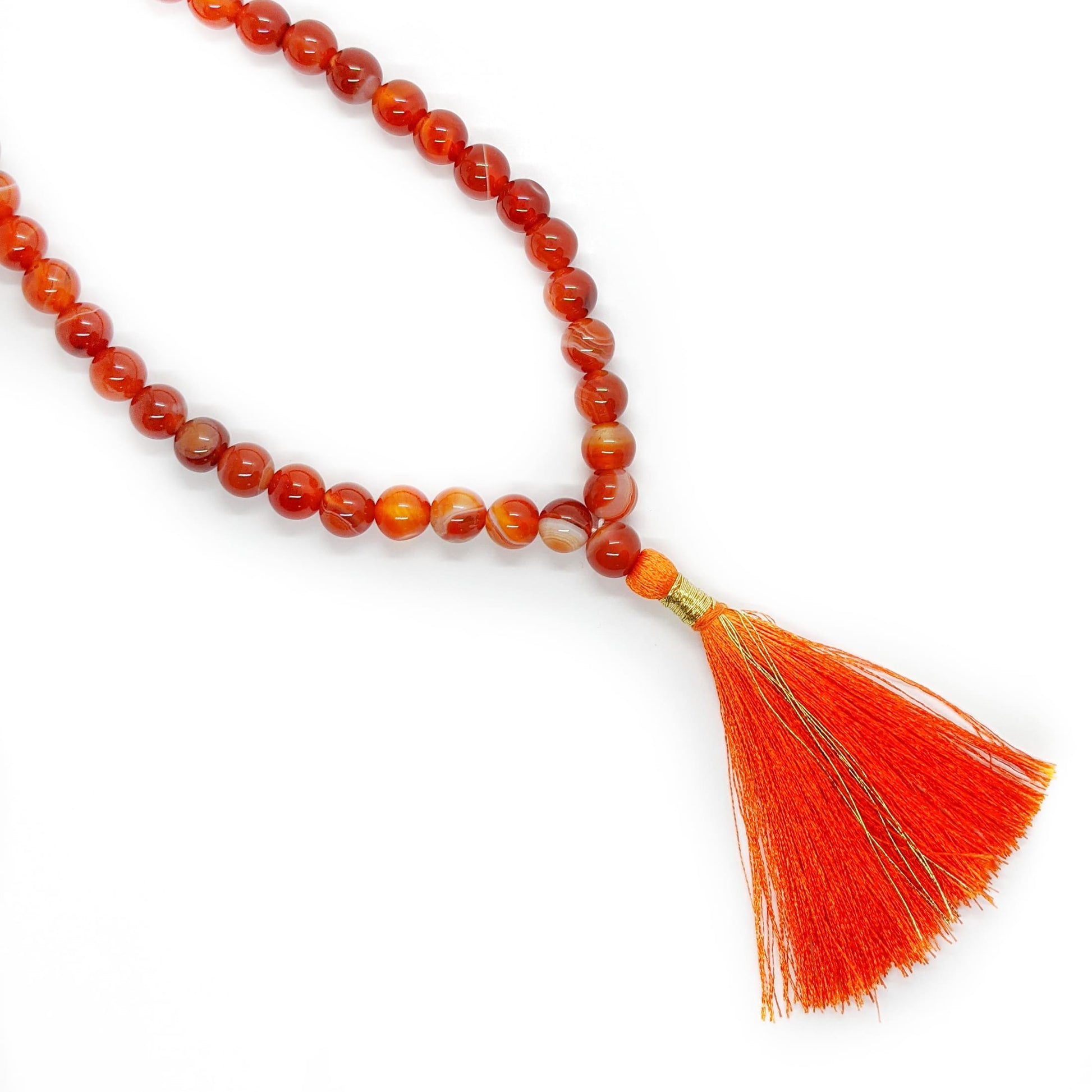 Collier mala tibétain cornaline perles 8mm