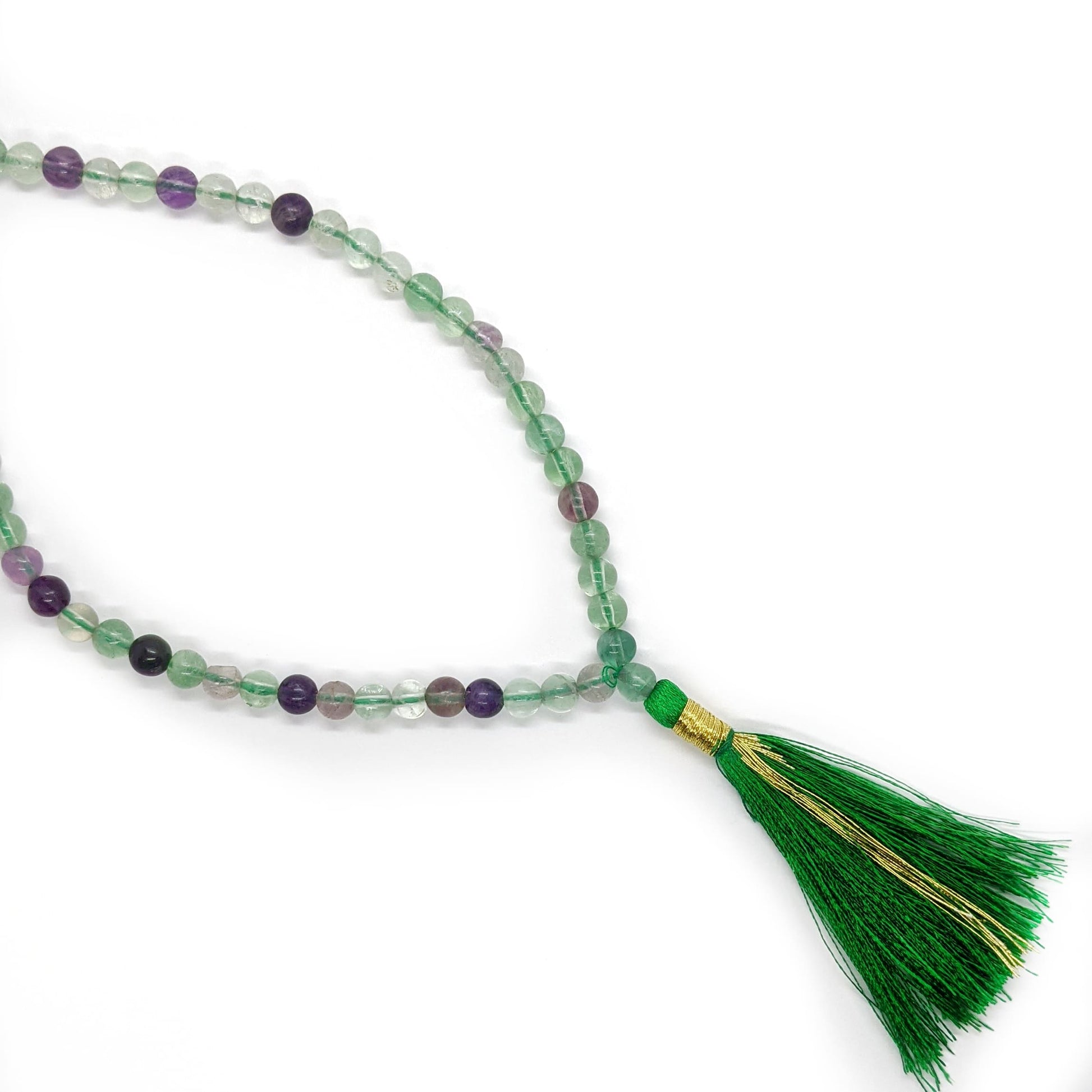 Collier mala tibétain fluorite perles 6mm