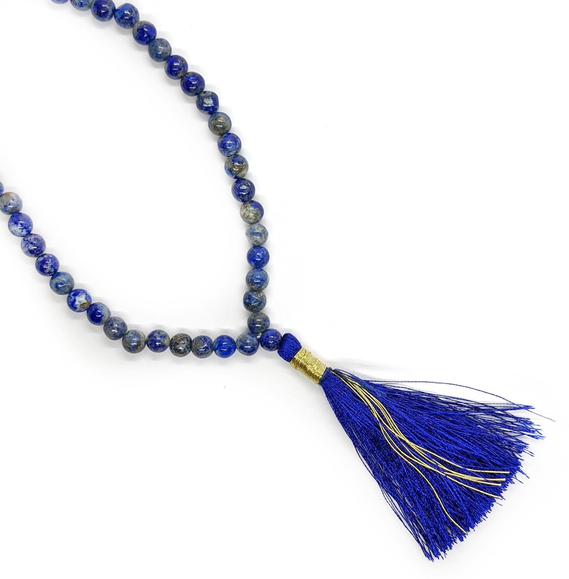 Collier mala tibétain lapis lazuli perles 6mm
