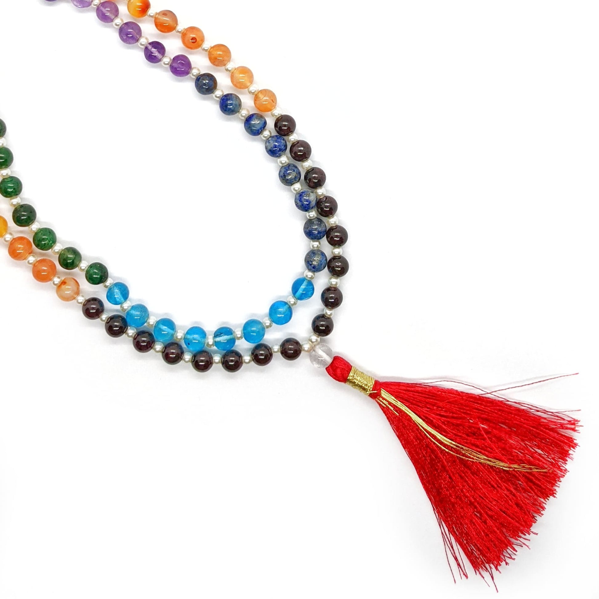 Collier mala tibétain 7 chakras perles 6mm