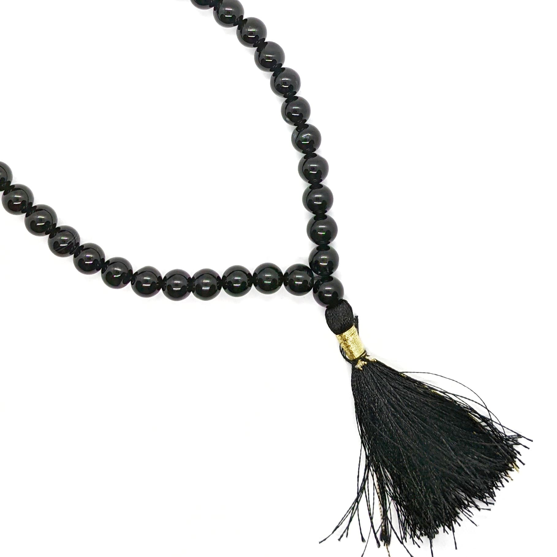 Collier mala tibétain onyx perles 7mm