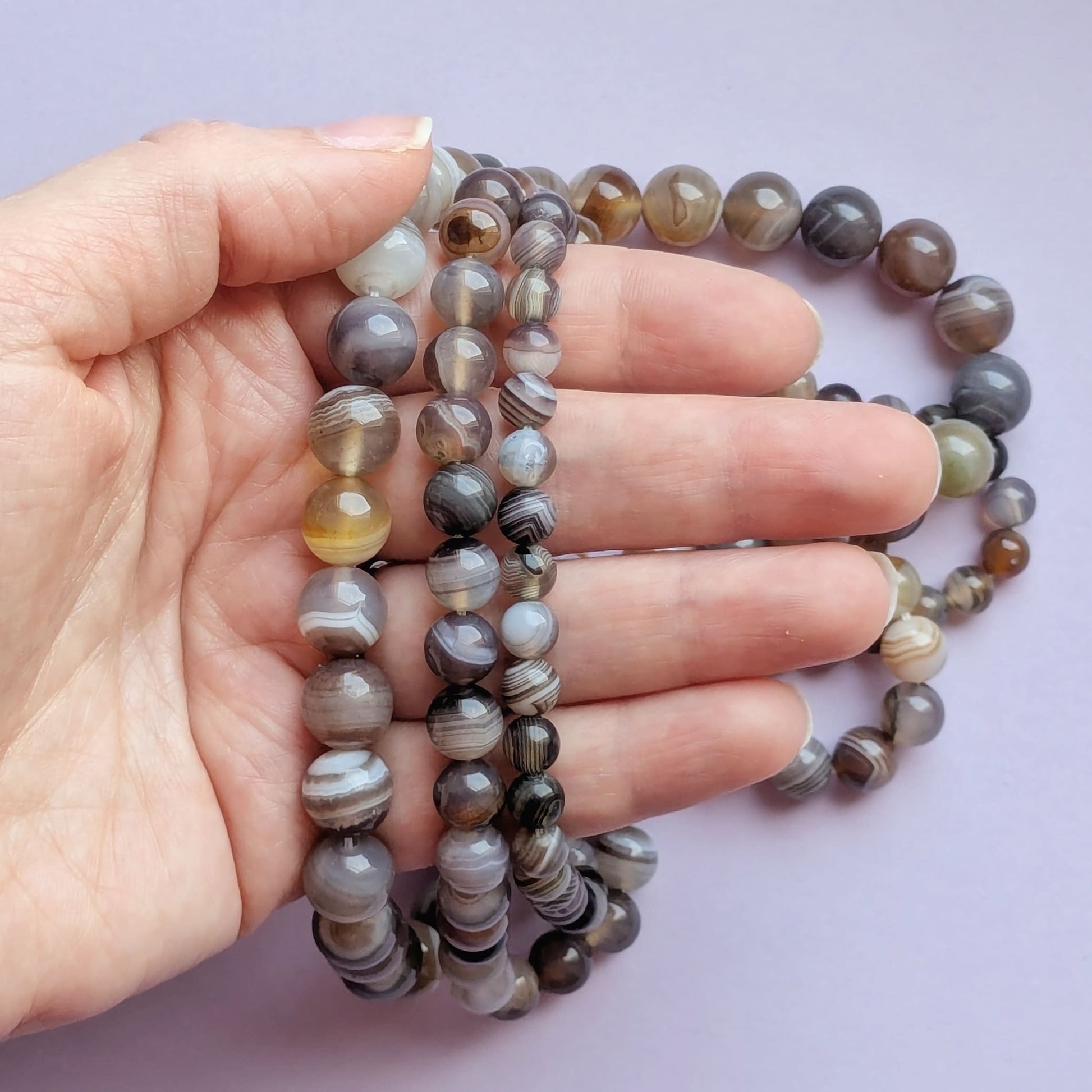 Fil de perles Agate du Botswana