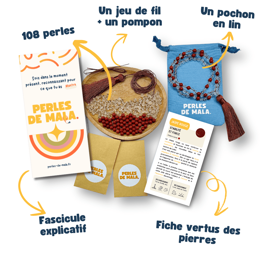 Kit mala à faire soi meme jaspe rouge