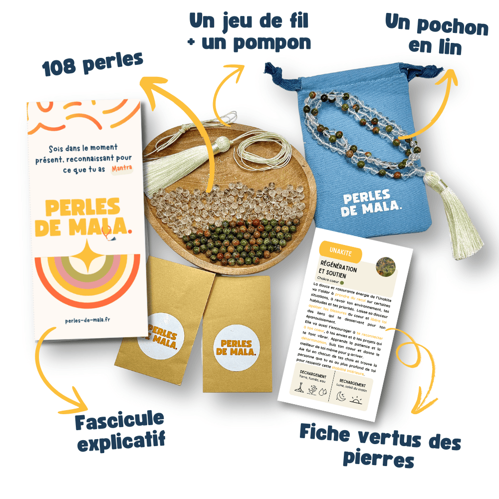 Kit mala à faire soi-même en pierre unakite